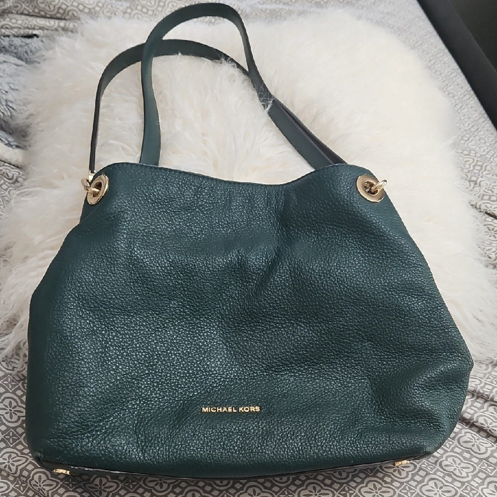 Michael Kors Dark Green Leather Shoulder Bag